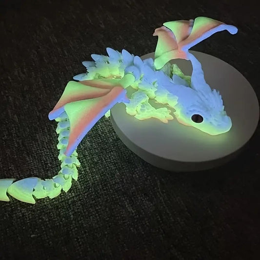 1pc 3D Printed Flexible Wing Dragon Statue, Mixed Color, Plastic, with Desktop Decoration, for Teenager and Adult 14+ Birthday Gift Tudoushop
