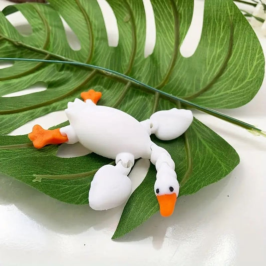 1pc 3D Printed Cute Big White Goose Model with Movable Limbs And Neck, Featuring a Flexible Plastic Animal Figurine with Movable Joints, Perfect for Creative Desktop Decoration. Tudoushop
