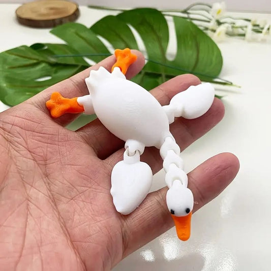 1pc 3D Printed Cute Big White Goose Model with Movable Limbs And Neck, Featuring a Flexible Plastic Animal Figurine with Movable Joints, Perfect for Creative Desktop Decoration. Tudoushop