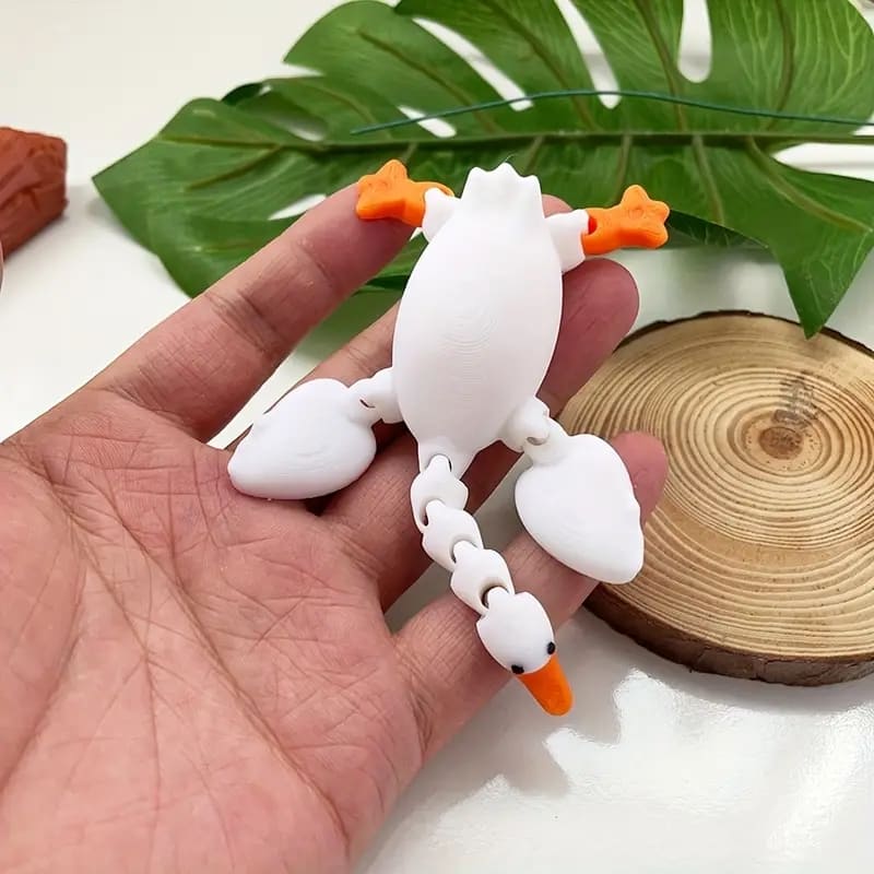 1pc 3D Printed Cute Big White Goose Model with Movable Limbs And Neck, Featuring a Flexible Plastic Animal Figurine with Movable Joints, Perfect for Creative Desktop Decoration. Tudoushop